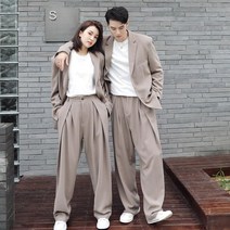 남녀 커플 정장 셀프 웨딩 촬영 오버핏 세미 수트