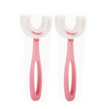360 도 U자형 아기 칫솔 실리콘 구강 관리 청소, 5.Pink L 2pcs