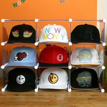 야구모자 스냅백 뉴에라 골프모자 정리함 보관함 수납장 케이스 엠블럭&스페셜, 엠블럭 B타입(스냅백용), 22_3층x3칸 9칸형(뒷덮개포함), 고정봉_흰색