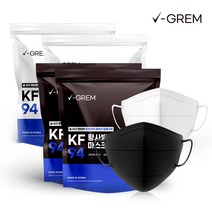 브이그램 새부리형 KF94 마스크 100매 (화이트/블랙), 색상, 1개, 대형_블랙