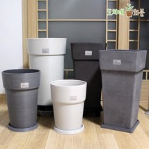 도희네화분 우레탄화분 우레탄높은화분, 02우레탄원형화분37cm그레이(기본받침)
