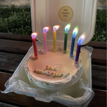 오로라빛생일초 무지개컬러양초 기념일파티케익촛불 ( 12p )