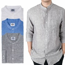 [KT알파쇼핑]레디핏_ 7부 차이나 카라 퓨어린넨 셔츠 3종_RFC70231