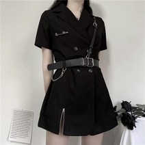 자켓원피스 여자 캐주얼 봄 하객룩 슬림 명품스타일 로제틱 짧은 붕대 고스 드레스 여성 고딕 펑크 벨트