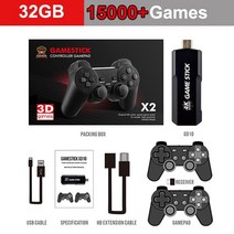 가정용 콘솔 게임기 게이밍 판매 128g64g32g 4k 게임 스틱 레트로 비디오 게임 무선 컨트롤러 ps1 크리스마스 선물을위한 40000 게임 내장, 32g 15k 게임