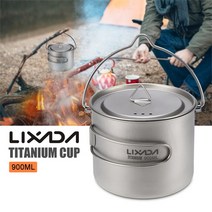 Lixada 750ml/900ml/1600ml 스테인레스 스틸 냄비 휴대용 물 머그컵 뚜껑 및 접이식 손잡이 야외 캠핑 요, 04 Pot 900ml