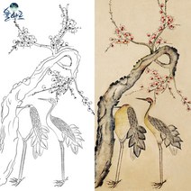 화조도 2 민화 그리기 도안 본그림 컬러링북, 일반용지(얇은 백상지), A1, 율아트