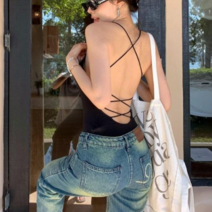 여성 데일리룩 백리스 점프수트