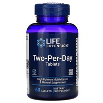 Life Extension 투 퍼 데이 태블릿 60정 2팩, 2개 투퍼데이 Two Per Day 멀티