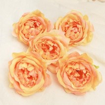 플라워월 꽃벽 포토존 인조 조화 꽃 장식 5 개10cm핑크 모란 인공 실크 머리 DIY 파티 웨딩 화환 선물 상자 스크랩북, 없음, Orange