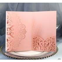 레이저 컷 결혼식 초대 카드 사용자 정의 인사말 비즈니스 RSVP 생일 파티 호의 용품 10 개, [01] 125x180mm, [17] Pink Cover