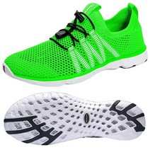 SUOKENI 해변 또는 수상 스포츠용 여성용 빠른 건조 슬립온 워터 슈즈 올 블랙, Fluorescent Green, 7.5
