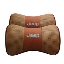 오토데코 지프(JEEP) 차량용 목쿠션 기능성 목베개 가죽쿠션, 지프 가죽목쿠션:브라운(1개)