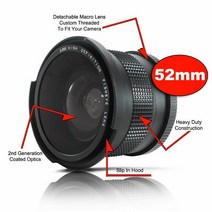 52MM 0.35x Altura 어안 광각 매크로 렌즈 포함 Nikon D5200 D5100 D3200 D3100 D3000 Canon 70D 60D 700D 용 호환, 단일옵션