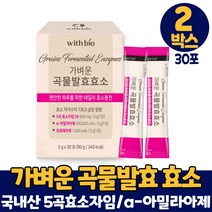 곡물발효효소 분말 가루 스틱 국내산 5곡 발효 효소 파우더 고소한 미숫가루맛 먹는법, 2개, 30포