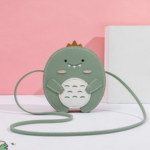 NICKKIM 닉킴 DIY 가방 만들기 미니백 크러스백 바느질 취미 가죽 가방 공예 캐릭터 DIY키트 공룡 가방, 그린 아기공룡