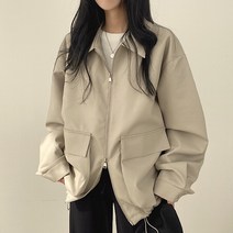 블랙야상점퍼 디자인감각 간지나는 더블 헤드 지퍼 드로스트링 카라넥 개성 멋진 가죽 옷 재킷 봄 가을외투 2573722662
