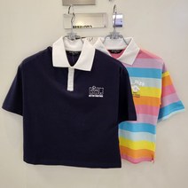 더데이걸 산본점 22년**여름신상**#단정하면서 스포티한 여아들이 좋아하는 크롭 카라 반팔 티셔츠#치마 또는 반바지등등 어떤하의랑도 매치가능#슬림핏으로 사이즈 작게나왔어요~~