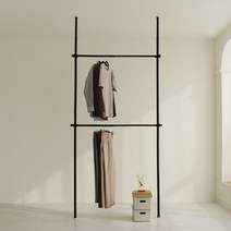 오송 H형 벽행거 넓이 높이조절 시스템행거 스탠드옷걸이 옷걸이행거 1단 2단, 화이트 1단, 단품