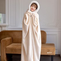 후드담요 망토 패딩 담요 사무실 무릎 잠옷 똑딱이