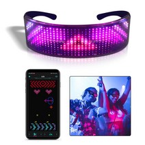 LED 전광판 홍보 광고 파티 클럽 DJ 사이버펑크 안경, LED 도트 전광판 안경