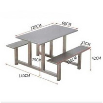 스텐인리스 학교 야외 테이블 의자 일체형 4-6인용, 4인 식탁