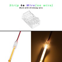 COB LED 커넥터 스트립-와이어 커넥터 8/10mm 와이드 LED 스트립 조명용 2 핀 비와이어 갭 없는 솔더리스 연장 터미널, [05] 50pcs, [01] 2pin 8mm Ip20 Ip65, [01] Strip to Wire, 1개
