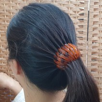 똥머리삔 자바라 원형 동그란 집게핀 동그란핀 오렌지