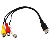 USB to 3RCA 케이블 USB 여성 - 3 RCA RGB 비디오 AV 복합 어댑터 변환기 케이블 코드 커넥터 리드 TV PC DVR, 하나, 검은 색