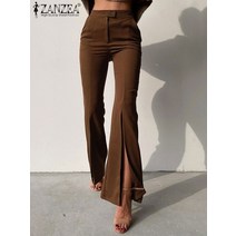 ZANZEA 여성 절개 부츠컷 팬츠 나팔바지