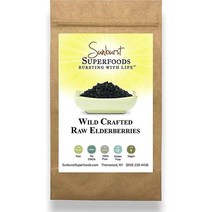 미국직구 Sunburst 슈퍼푸드 100% 퓨어 건조 엘더베리 책임감 야생 가공품 생 비GMO 글루텐 프리 비건 크로아티아에서 수입 삼부쿠스 니그라 - 재봉인 가방 - 티/시럽 만들기(2파운드), 수량, 상세참조