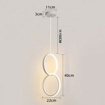 링 펜던트 조명 침실 응접실 매달려 램프 실내 조명 침대 옆 행글 램프 레스토랑 바 흰색 검정색 LED 산업 램프, Double round white|차가운 흰색