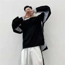 빅사이즈 남성 오버핏 긴팔 티셔츠 캐주얼 언발 옆트임 맨투맨 데일리