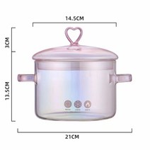 저무리 Love Instant Noodles Glass Pan Home Electric Ceramic Stove Boil Kitchen Pans High Borosilon, 02 Pink Pot, [02] Pink Pot