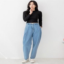 메이비굿 여자오버핏 배기청바지 여성밴딩청바지 여자배기바지