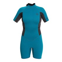 빌라봉 여성용 2/2mm 시너지 서핑 수트 잠수복 하프 쇼티 반팔 웻 수트, XXS, Pacific