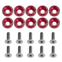 10pcs 스타일 M6 펜더 JDM 알루미늄 와셔 스테인리스 스틸 스크류 6mm Honda Civic Integra RSX EK EG DC와 호환됩니다., 빨간색