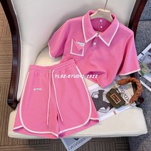 명품 수입 의류 st 투피스 세트 여름 여성 반팔 코디 투피스세트 틈새 싱글운동복스커트 정