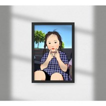 라인드로잉 팝아트 캐리커쳐 초상화 액자, 웹툰체, 블랙액자, 8X10인치 (+10000원)