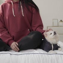 강아지커플룩 늘해랑댕댕 기모 후드 티셔츠, 와인, 견주옷