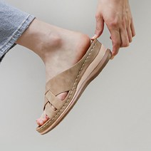 르본디 여성용 통굽 가벼운 스트랩 슬리퍼 5cm