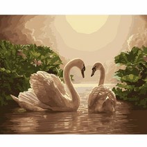 보석십자수 천년의사랑 커플백조 속삭이는 러브스완 유화감그림 큐빅아트 집콕취미 인테리어 집중력향상 웨딩 신혼 선물 액자없음 비즈 구슬 수제공예 DIY만들기세트 18종, 커플백조1번, 80*100CM