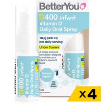베럴유 D400 인펀트 비타민 D 오랄 스프레이 15mL 4팩 / Better You D400 Infant Vitamin D Daily Oral Spray, 1개