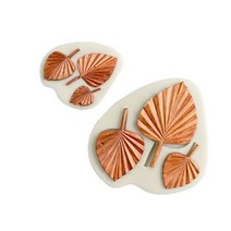 3D Cattail 잎 팬 모양 실리콘 금형 DIY 케이크 베이킹 장식 점토 쿠키 초콜릿 만들기 나무 모델링, Two Piece Set