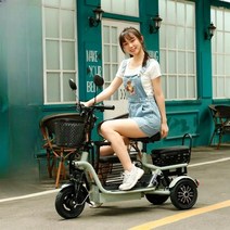 세발전기자전거 여성용 전동스쿠터 출퇴근 배달용 삼륜 미니 모토벨로, 고객메세지, 더블모터800W30A리튬배터리3인승