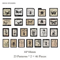 빈티지 가죽 다이어리 Journamm 미니 박스 스티커 DIY 스크랩북 장식 저널링 콜라주 사진 앨범 씰링 문구류 46 개박스 다꾸, A