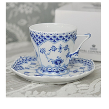 로얄코펜하겐 블루플루티드 풀레이스 커피잔 140ml + 소서, 화이트+블루, 9세트