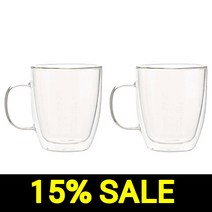 루시드랩 이중 내열 홈카페 유리컵 라떼 2개, 투명 350ml 2개