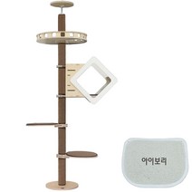 믿고 쓰는 세상 튼튼한 모든펫 원목 캣폴 캣타워, 아이보리카페트, A-6세트(스퀘어하우스)