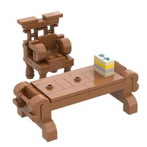 Moc 고대 중국 피규어 공식 목사 사무실 법원 작업 테이블 의자 장면 빌딩 블록 소년 선물 조립 완구, 06 Tables chairs C